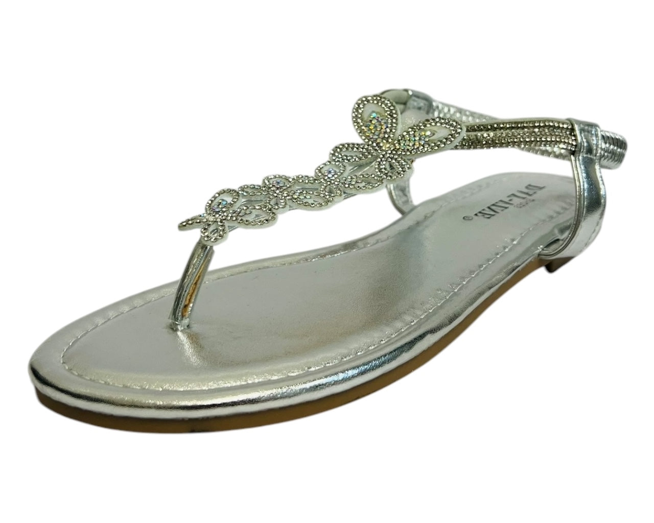 Women's Rhinestone Elastic Ankle Strap Lightweight Thong Sandals