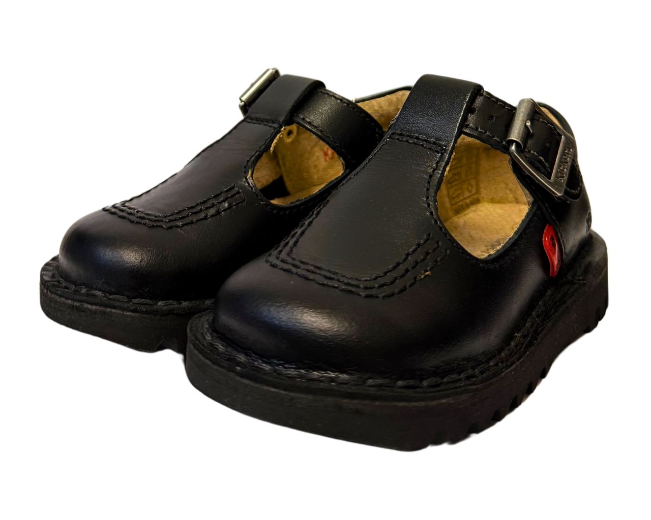 Infants Youths Kickers KICK T CORE Leather T Bar Shoes Black