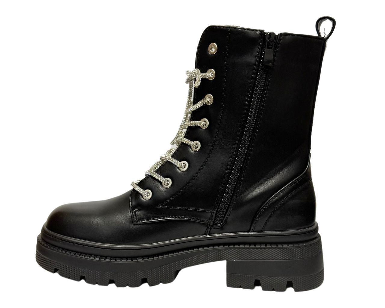 Women's Rhinestone Faux Leather Ankle Boots