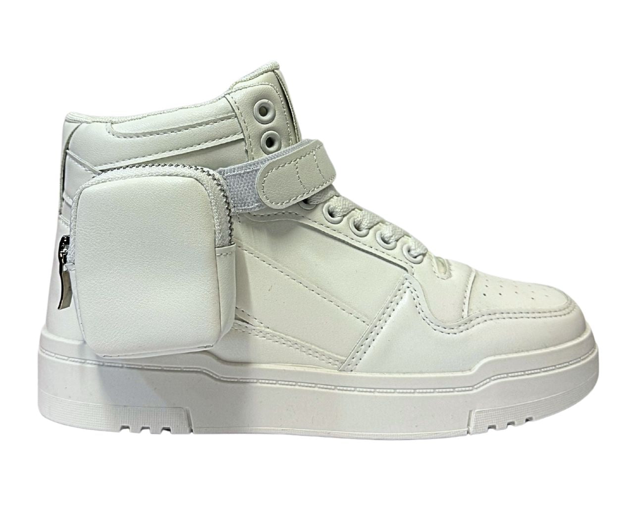 Women's Faux Leather Chunky Sole Lace Up And side Pocket Ankle Trainers