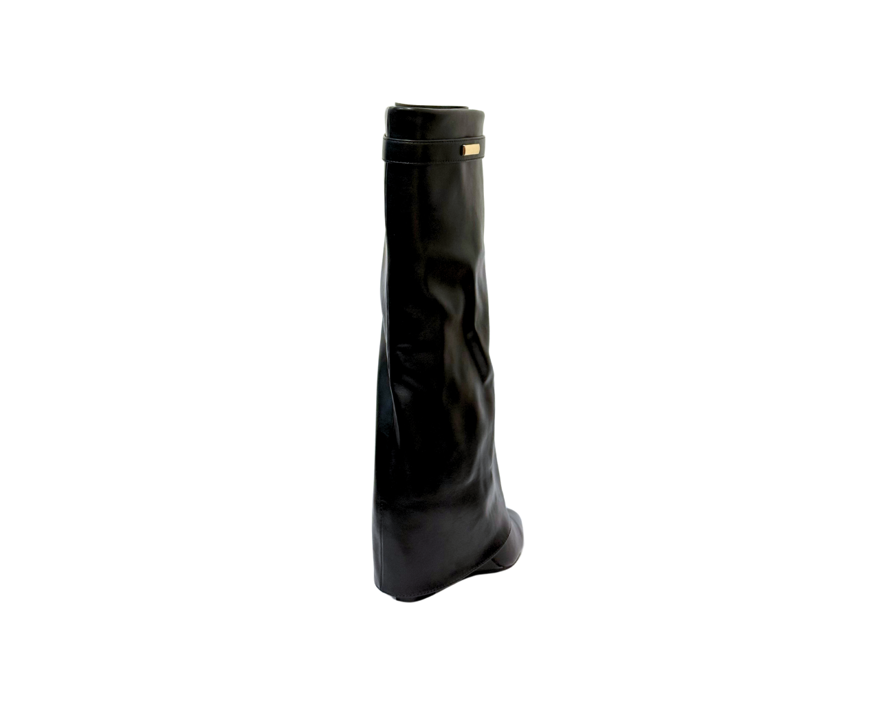 Women's Faux Leather 9623 Fold Over Knee High Block Heel Boots