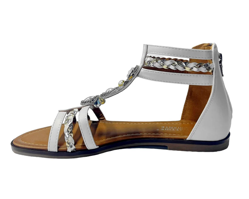 Women's Ankle Strap Flat Zip Gladiator Sandals