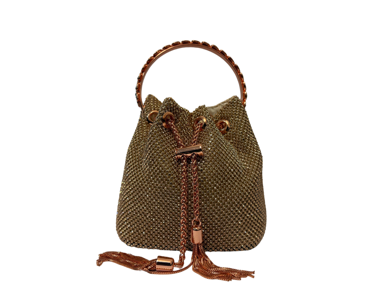 Women Sparkling Rhinestone Bucket Bag with Chain and Handle