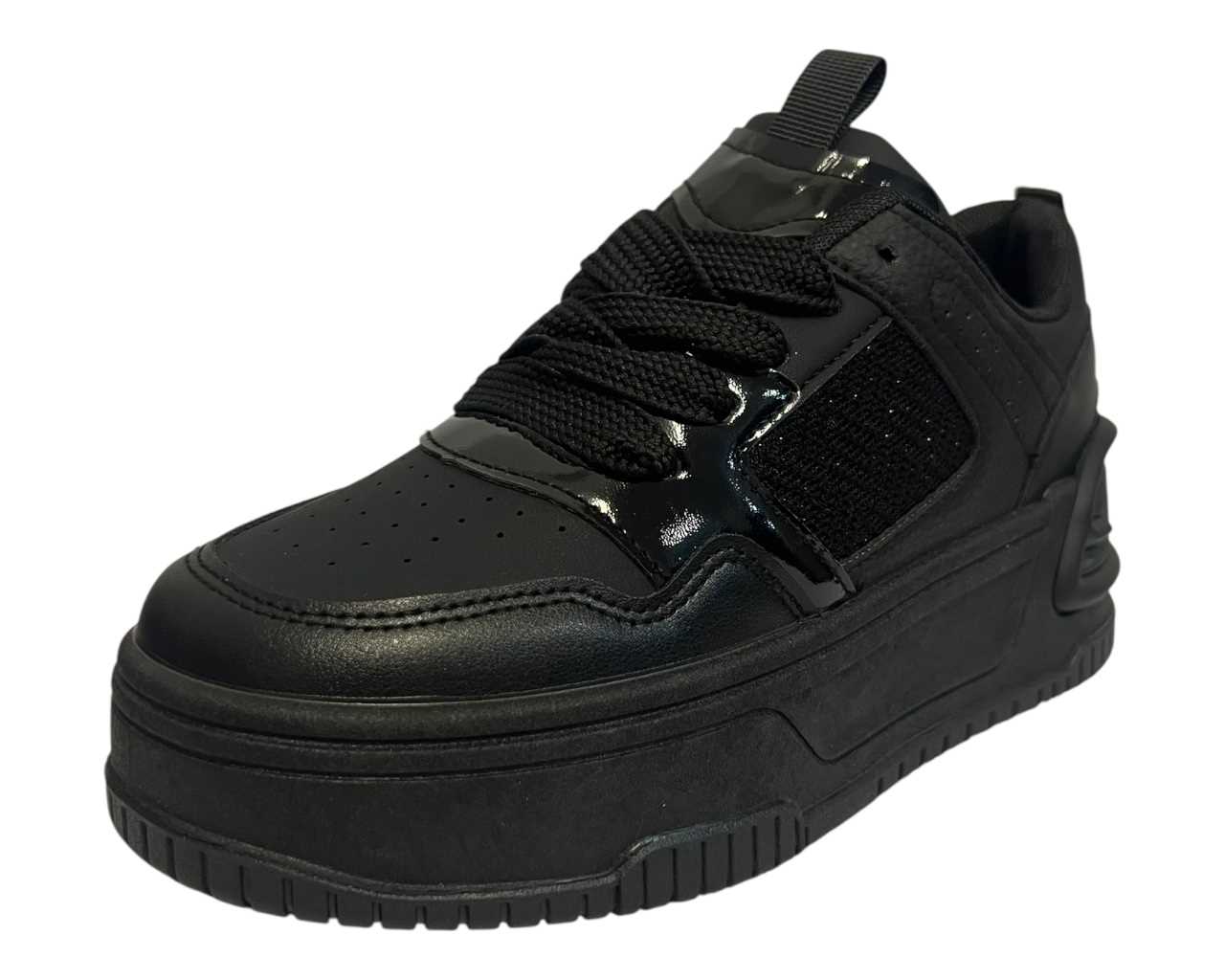 Faux Leather Chunky Sole Lace Up Trainers