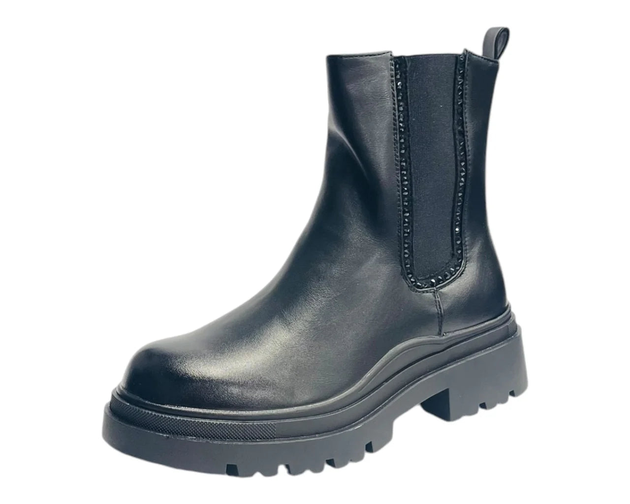 Women's Chunky Sole Rhinestone Chelsea Boots