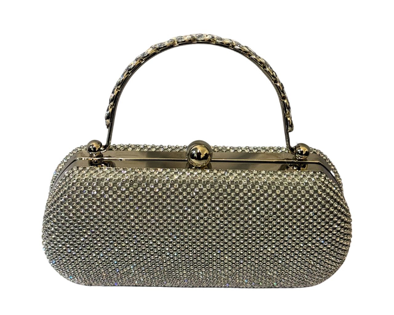Women Elegant Box Bag with Zircon Embellishments, Decorative Handles & Detachable Chain