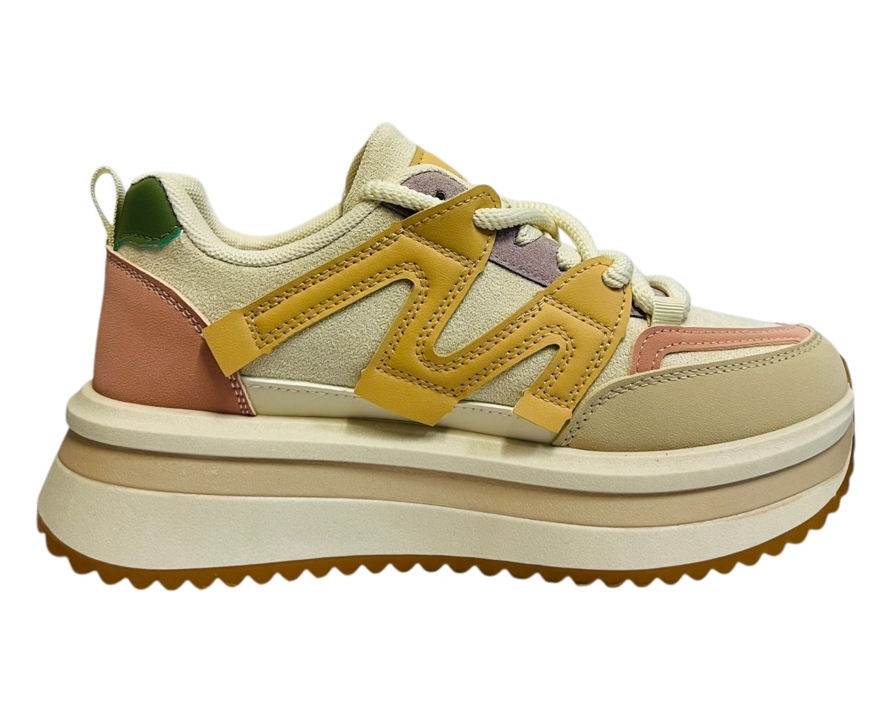 Womens Faux Leather Lace Up Platform Trainers