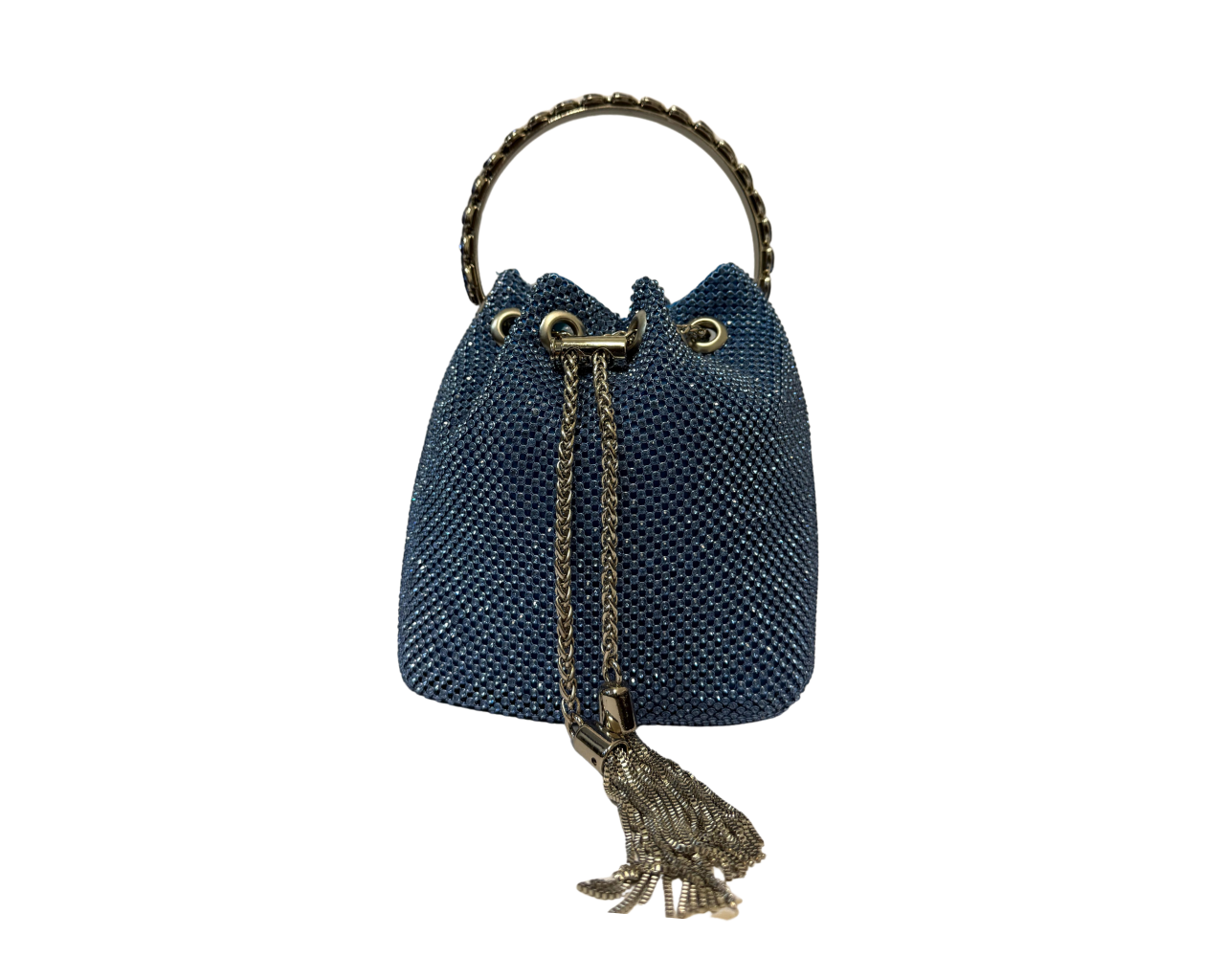 Women Sparkling Rhinestone Bucket Bag with Chain and Handle