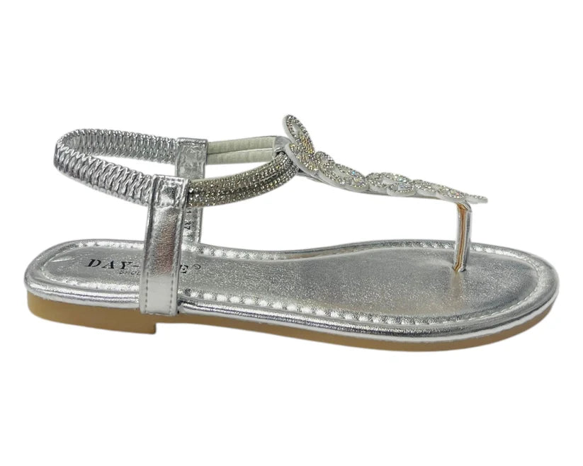 Women's Rhinestone Elastic Ankle Strap Lightweight Thong Sandals