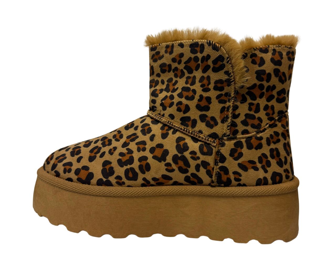 Women's Faux Fur Lining Platform Mini Ankle Boots