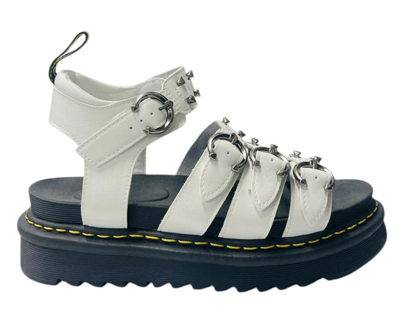 Women's Ankle Strap Hardware Pierced Sandals