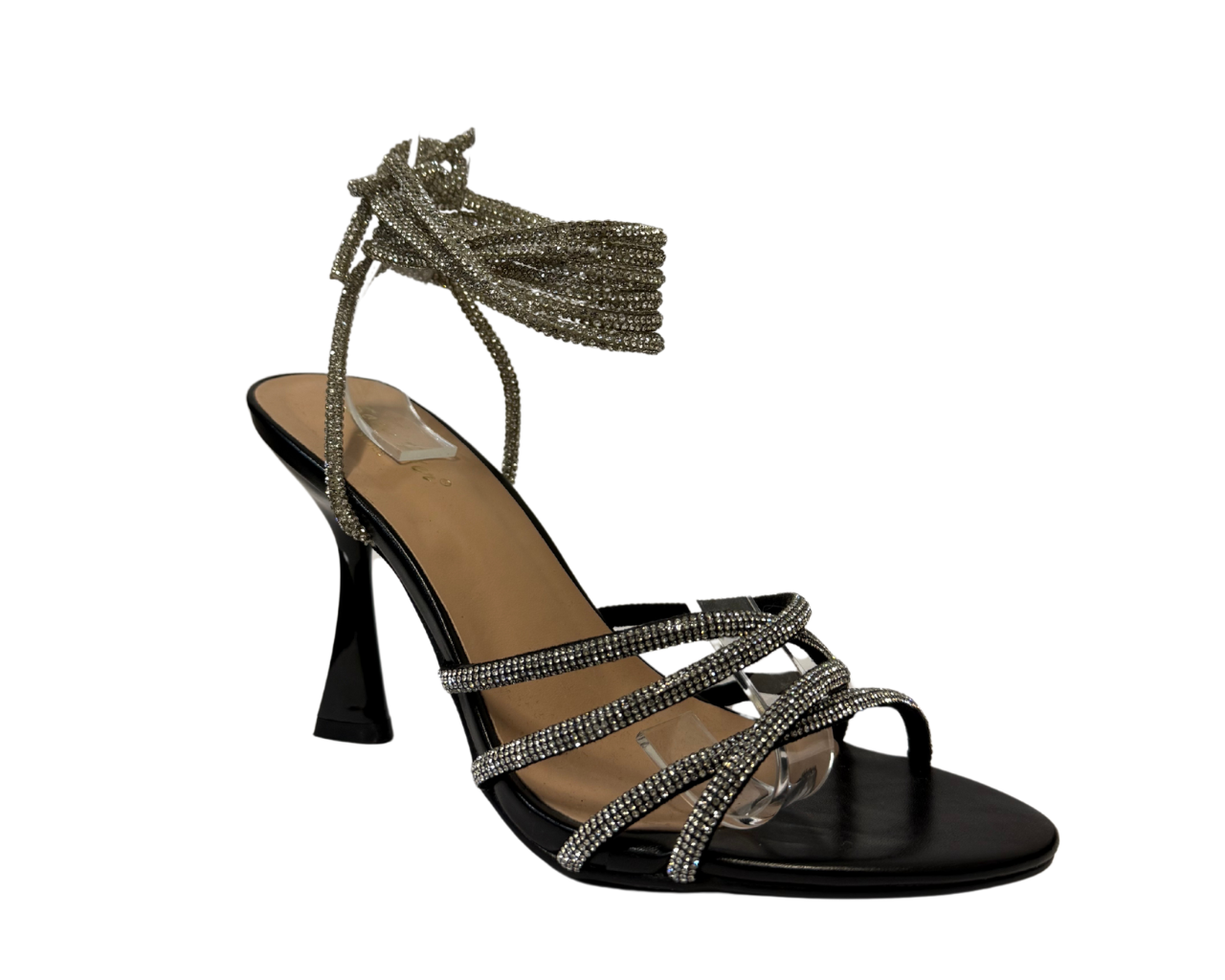 Women's Gold Lace up Diamante Strap Heels