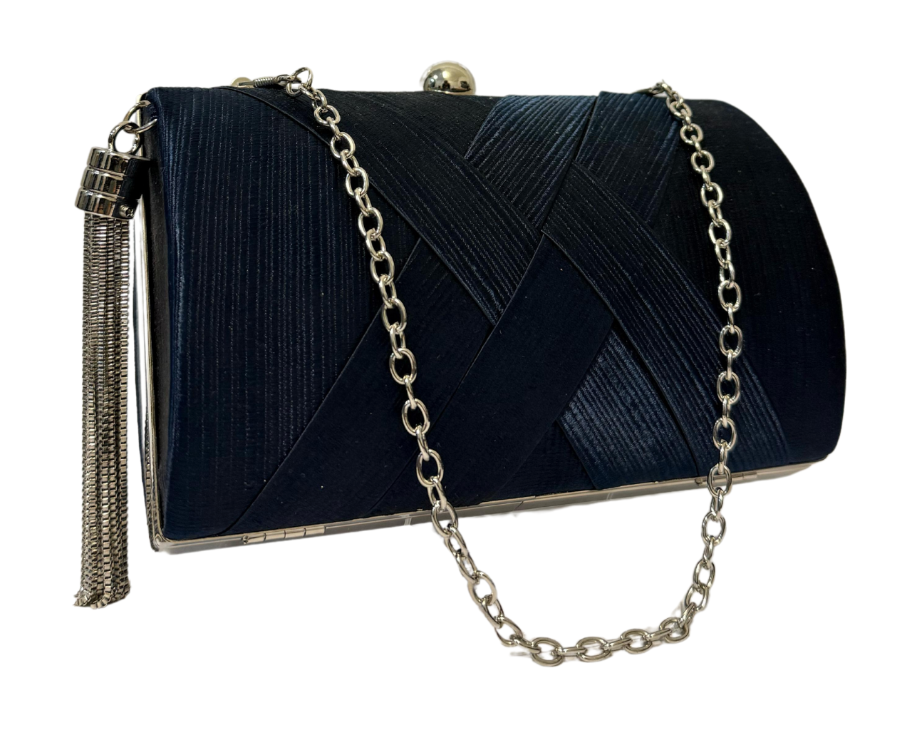 Women's Satin Tassel Clutch Bag Party Prom Evening Purse Handbag Chain