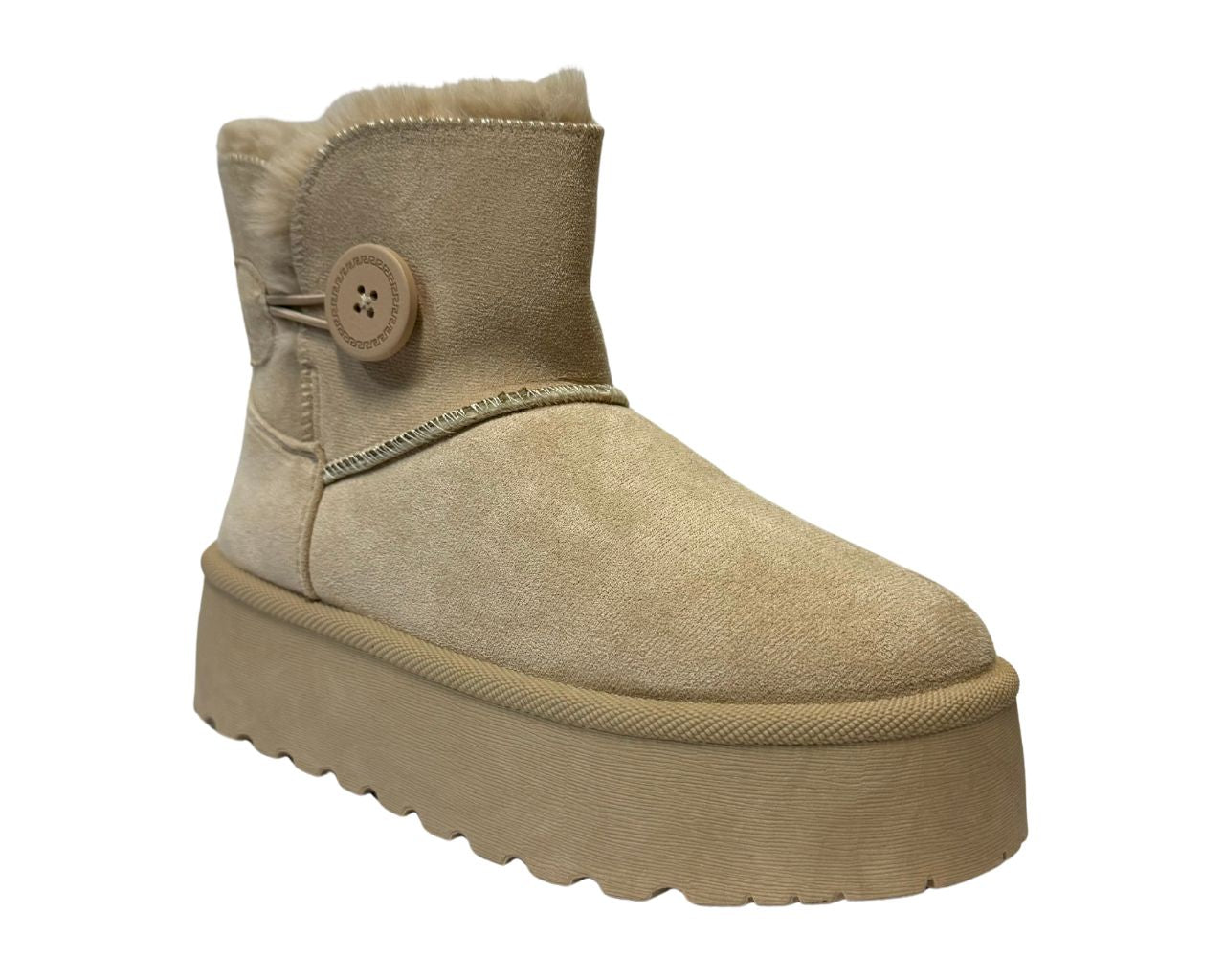 Women's Faux Fur Lining Platform Mini Ankle Boots