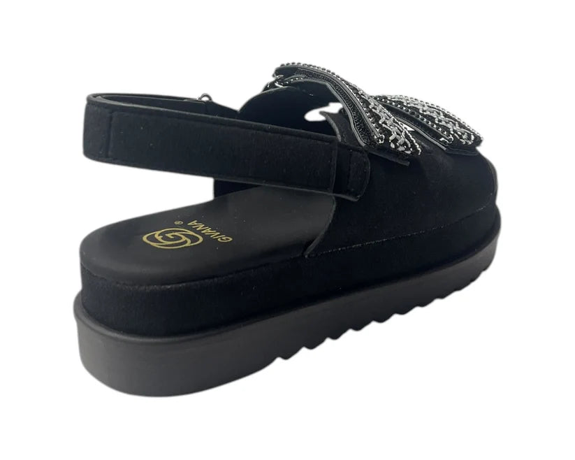 Women's Faux Leather Double Strap Chunky Sole Sandals