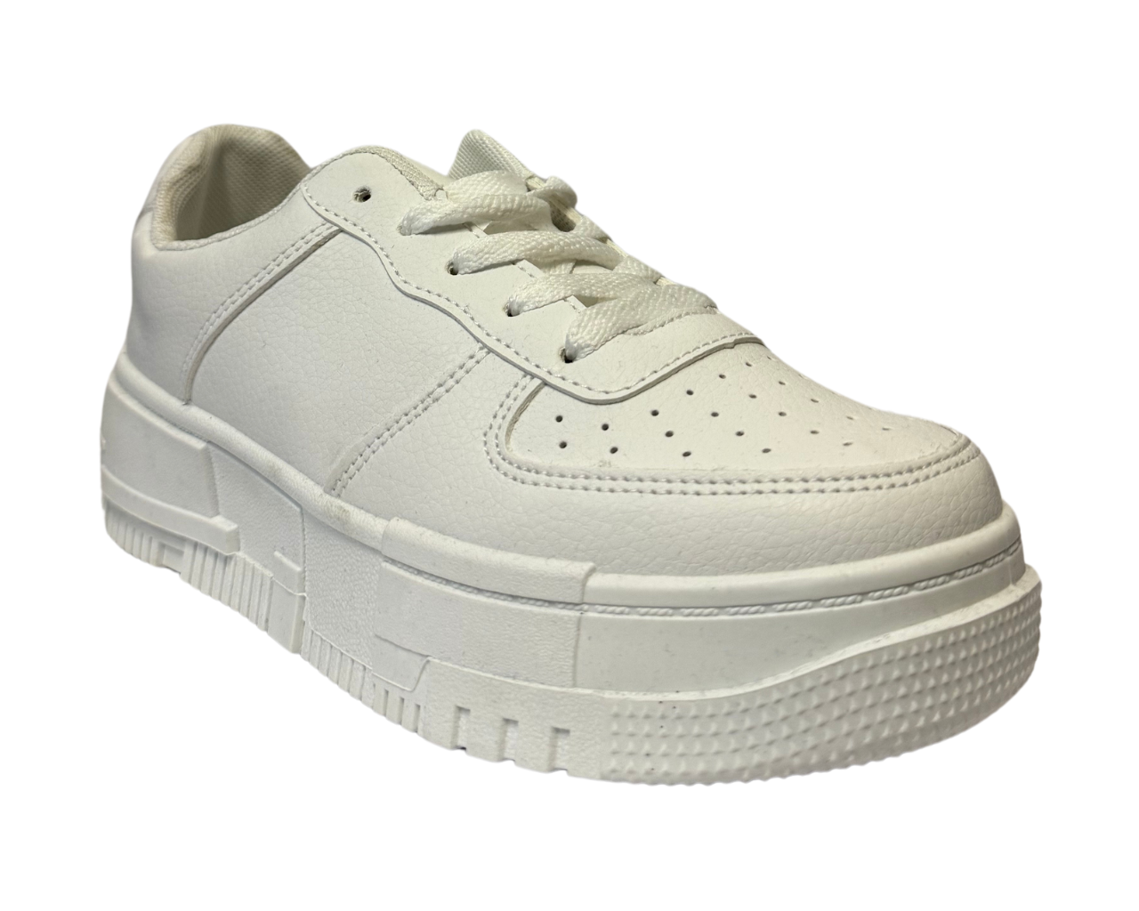 Women's Faux Leather Flat Sole And Lace Up Trainers