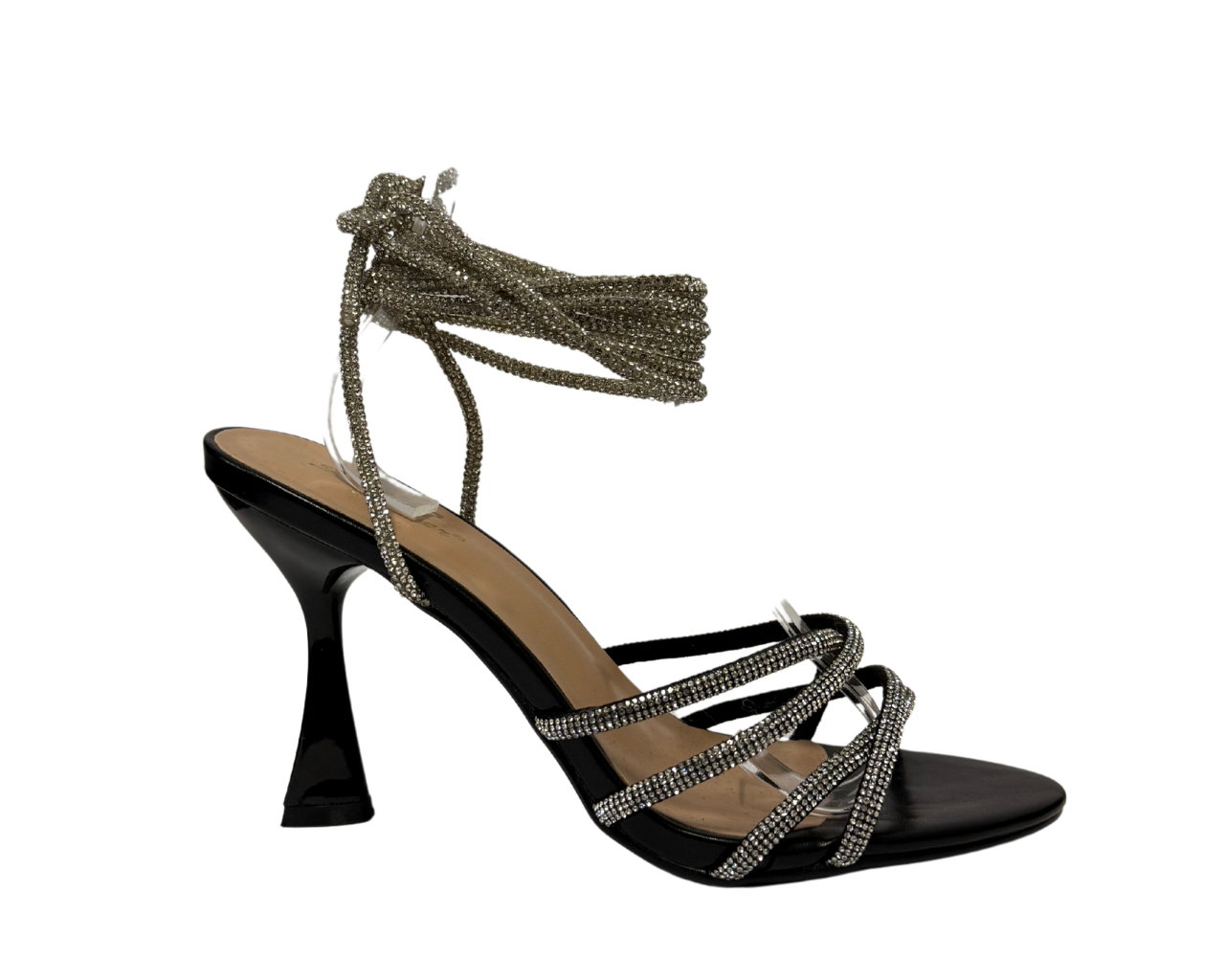 Women's Gold Lace up Diamante Strap Heels