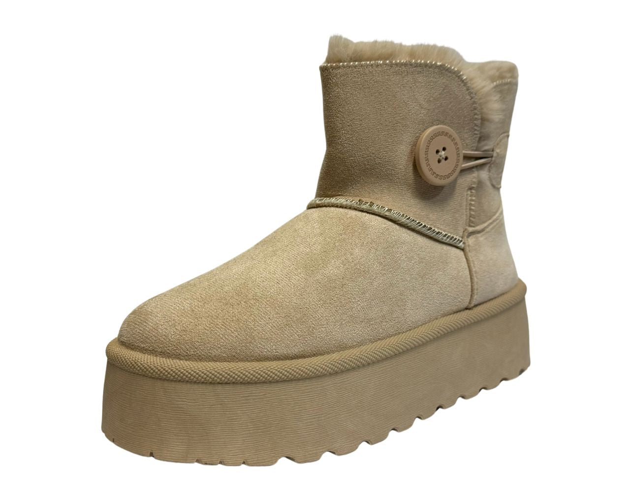 Women's Faux Fur Lining Platform Mini Ankle Boots
