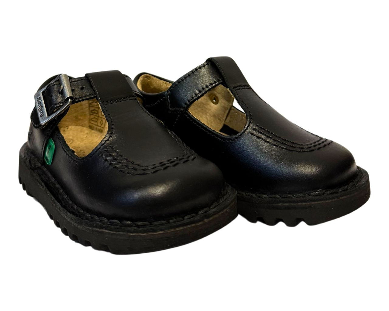 Infants Youths Kickers KICK T CORE Leather T Bar Shoes Black