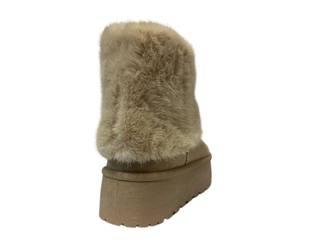Fold Over Faux Fur Lining Platform Ankle Boots