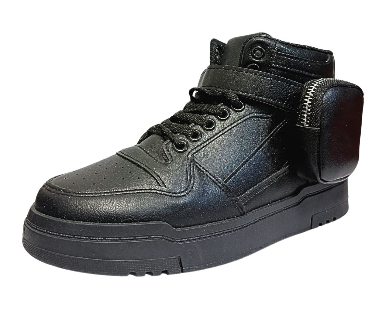 Women's Faux Leather Chunky Sole Lace Up And side Pocket Ankle Trainers