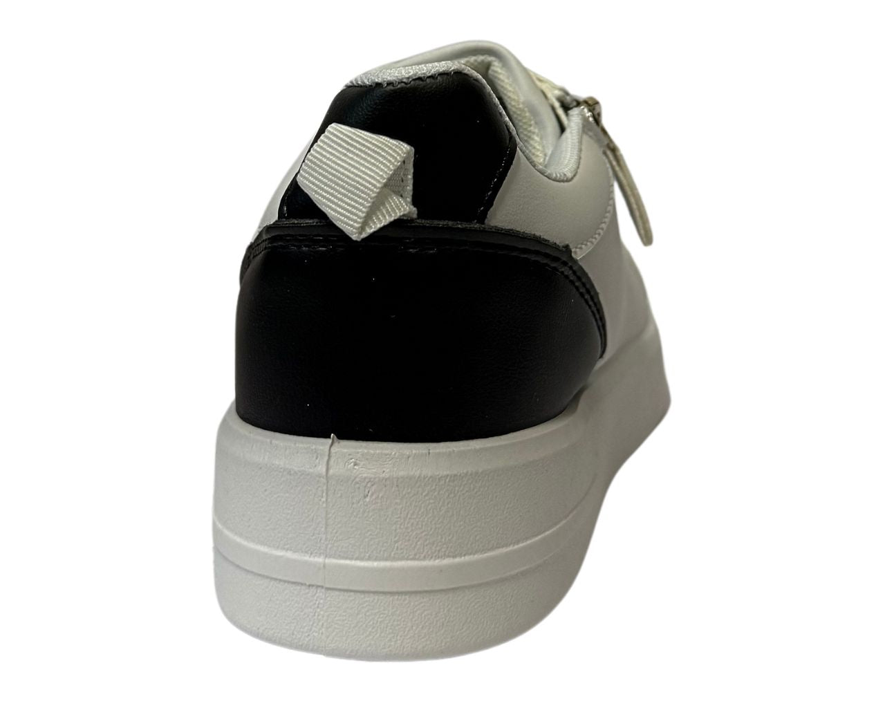 Women's Faux Leather Flat Sole Zip And Lace Up Trainers
