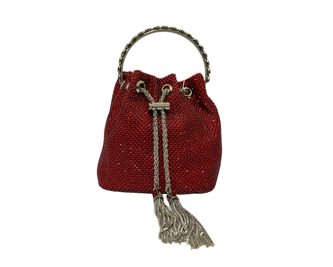 Women Sparkling Rhinestone Bucket Bag with Chain and Handle