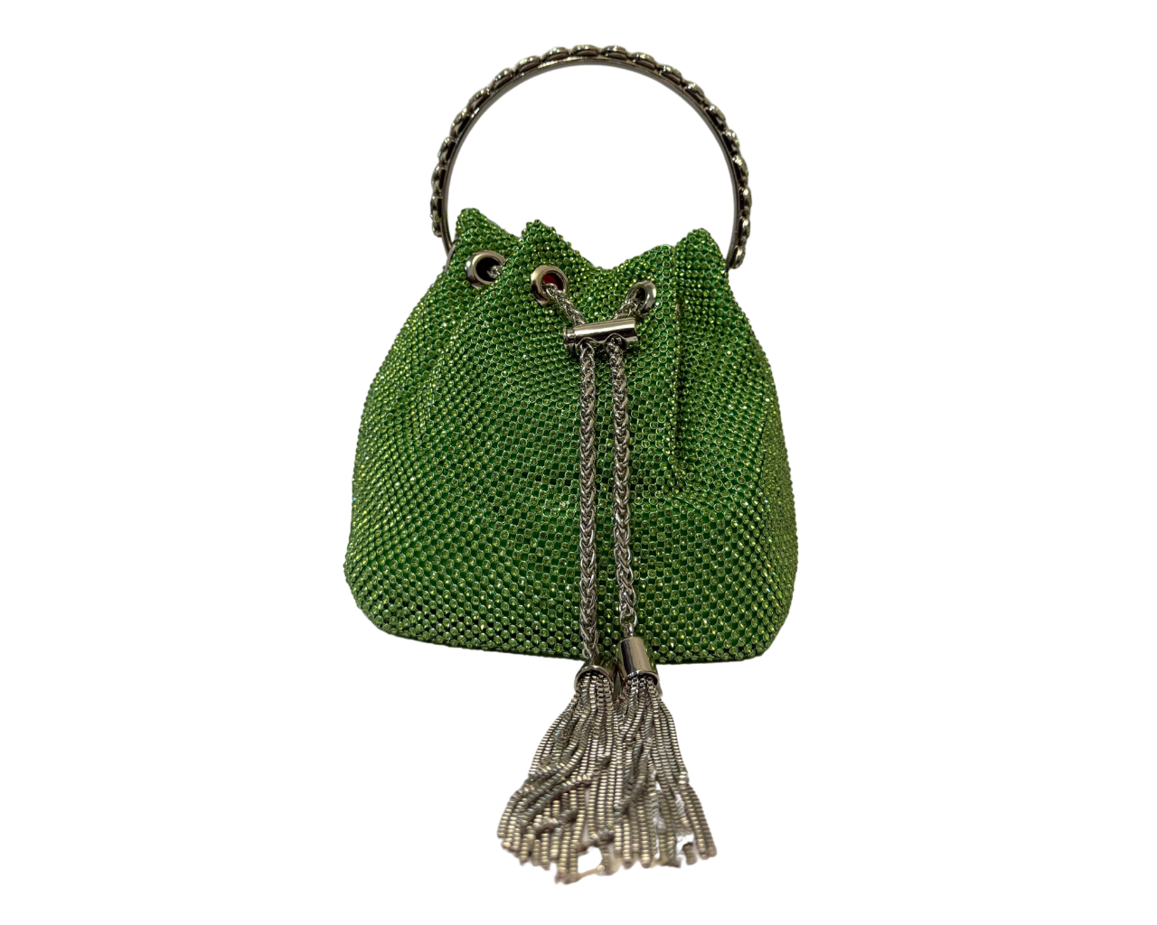 Women Sparkling Rhinestone Bucket Bag with Chain and Handle