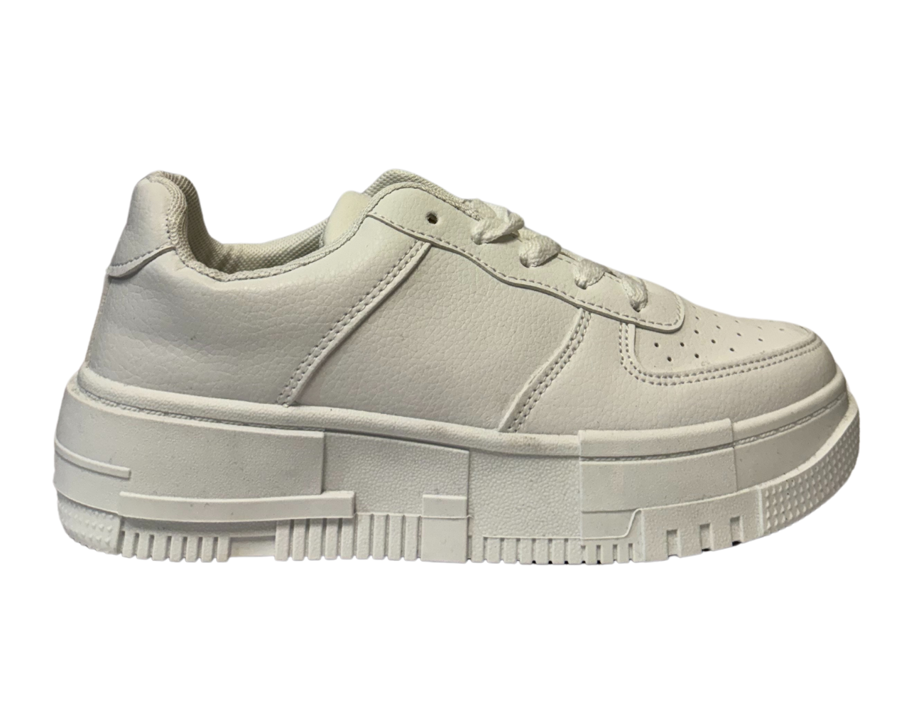 Women's Faux Leather Flat Sole And Lace Up Trainers