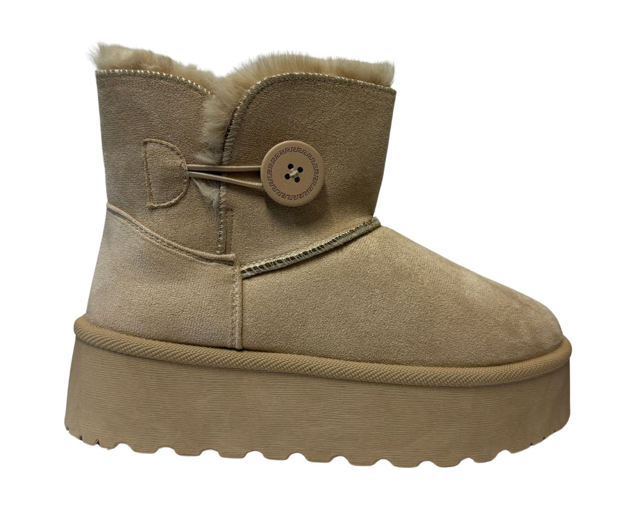 Women's Faux Fur Lining Platform Mini Ankle Boots
