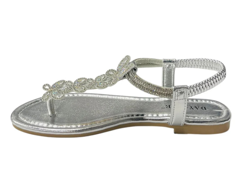 Women's Rhinestone Elastic Ankle Strap Lightweight Thong Sandals
