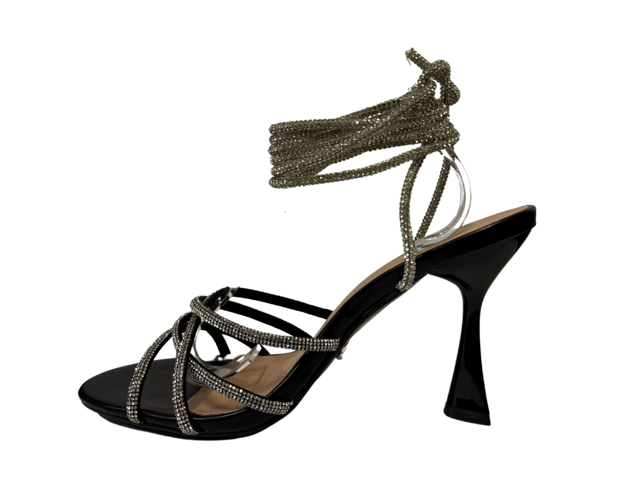 Women's Gold Lace up Diamante Strap Heels
