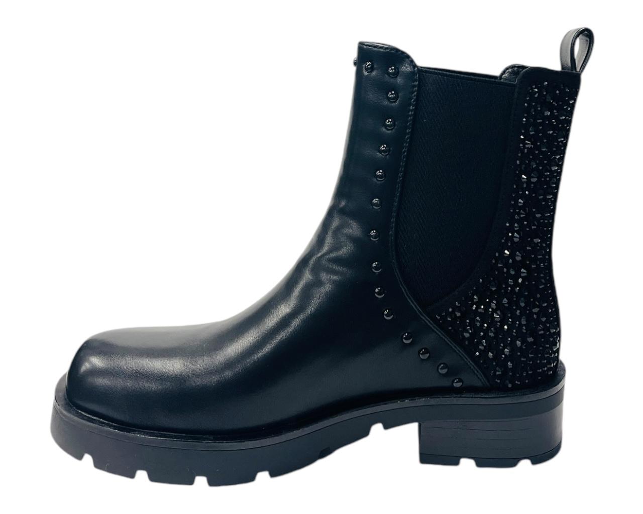 Rhinestone Faux Leather Chelsea Women's Boots