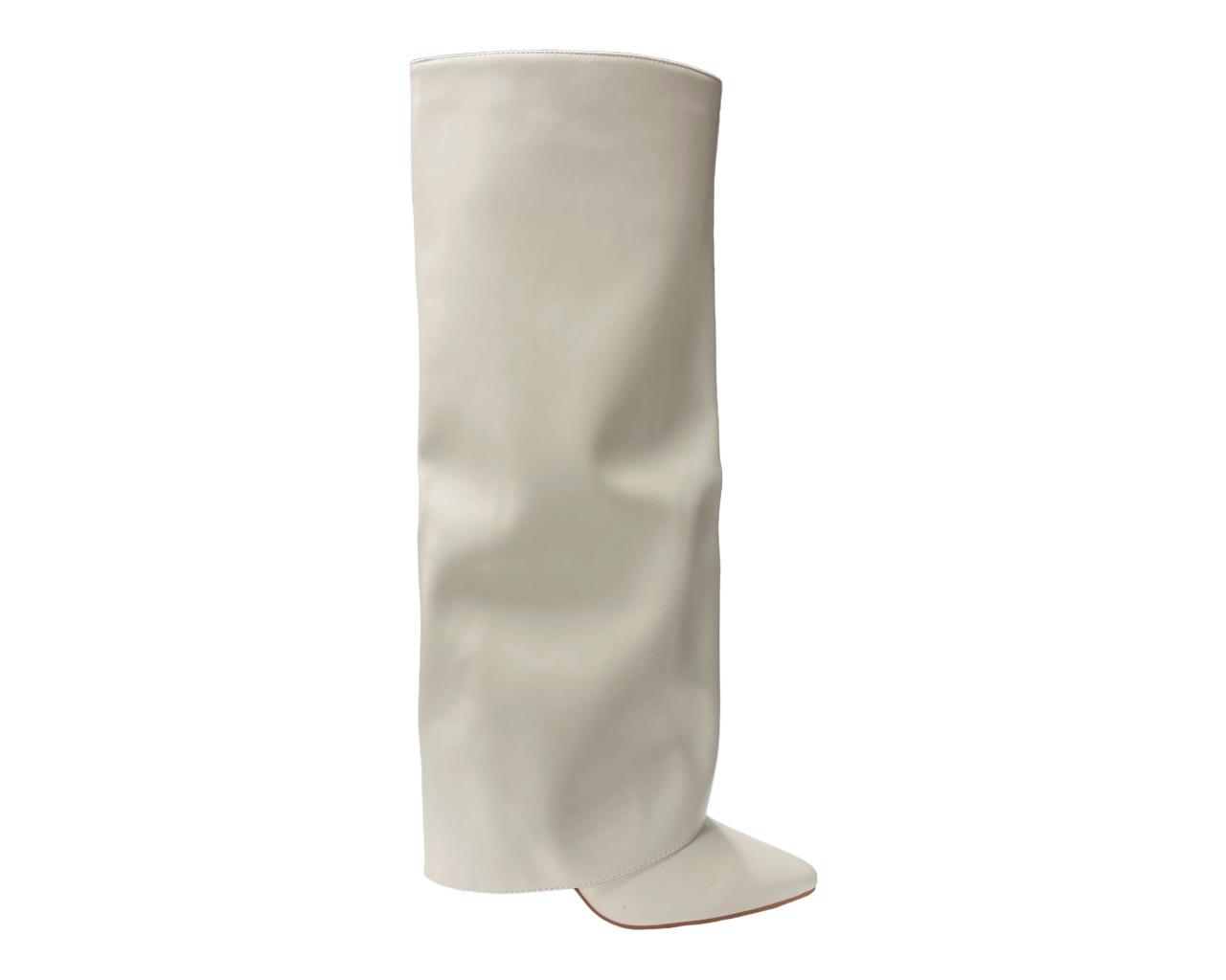 Women's Knee High Fold Over Pointed Heel Boots Winter Shoes
