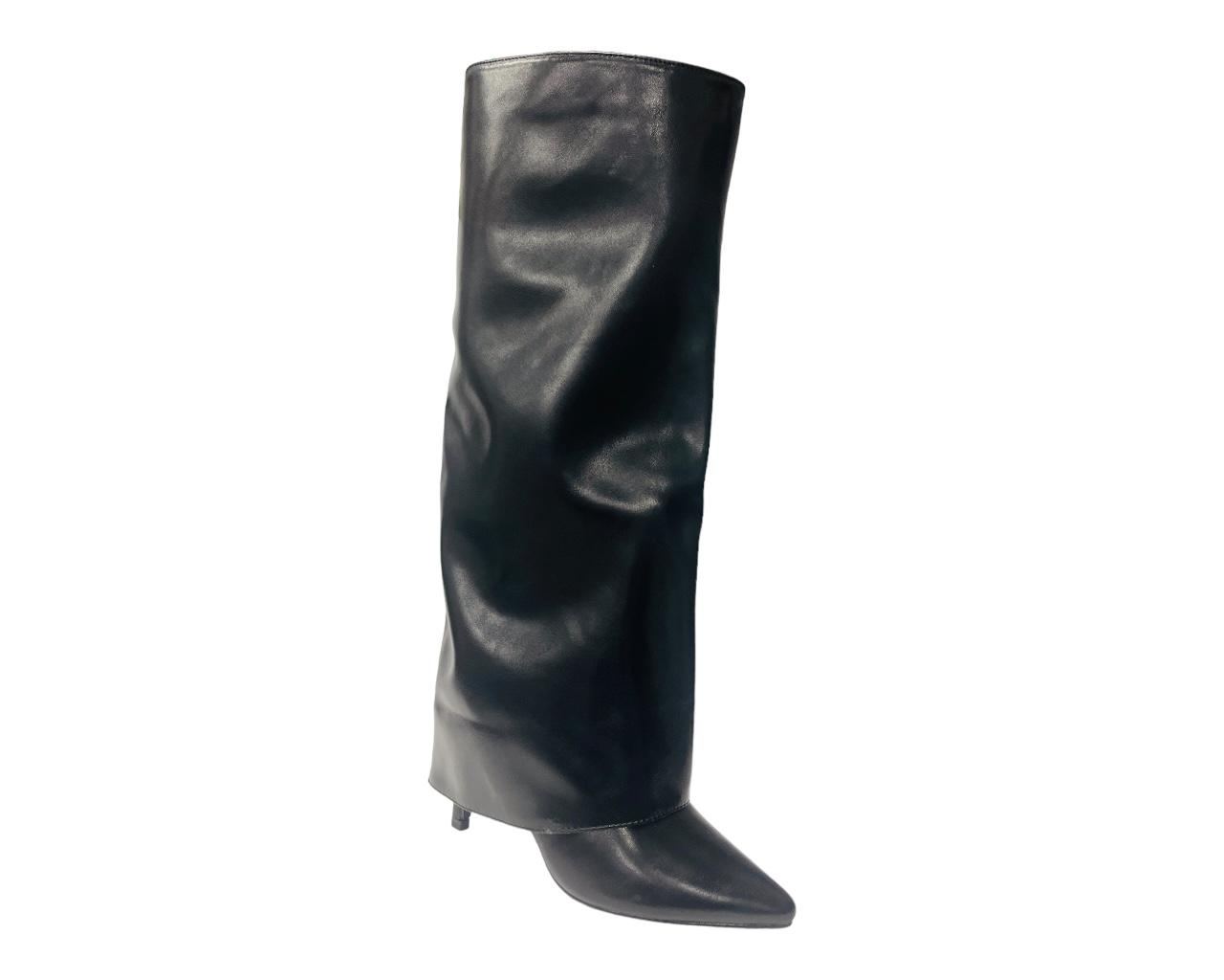 Women's Knee High Fold Over Pointed Heel Boots Winter Shoes