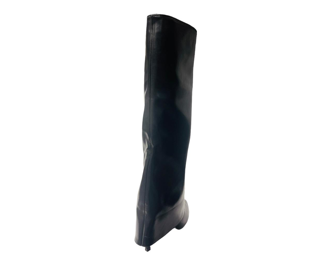 Women's Knee High Fold Over Pointed Heel Boots Winter Shoes