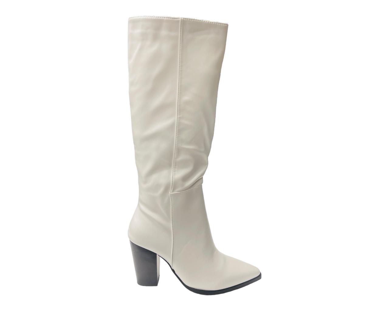 Women's Pointy Toe Knee High Boots Knight Block Heels Nightclub Shoes