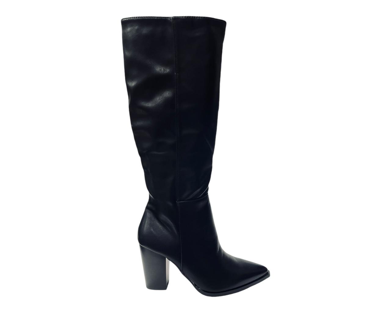 Women's Pointy Toe Knee High Boots Knight Block Heels Nightclub Shoes
