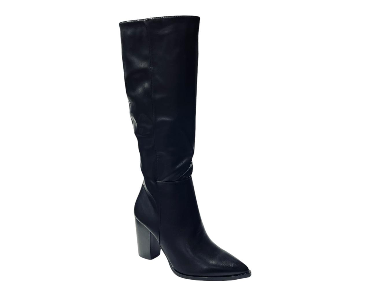 Women's Pointy Toe Knee High Boots Knight Block Heels Nightclub Shoes