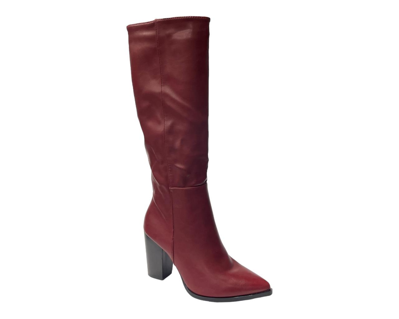 Women's Pointy Toe Knee High Boots Knight Block Heels Nightclub Shoes
