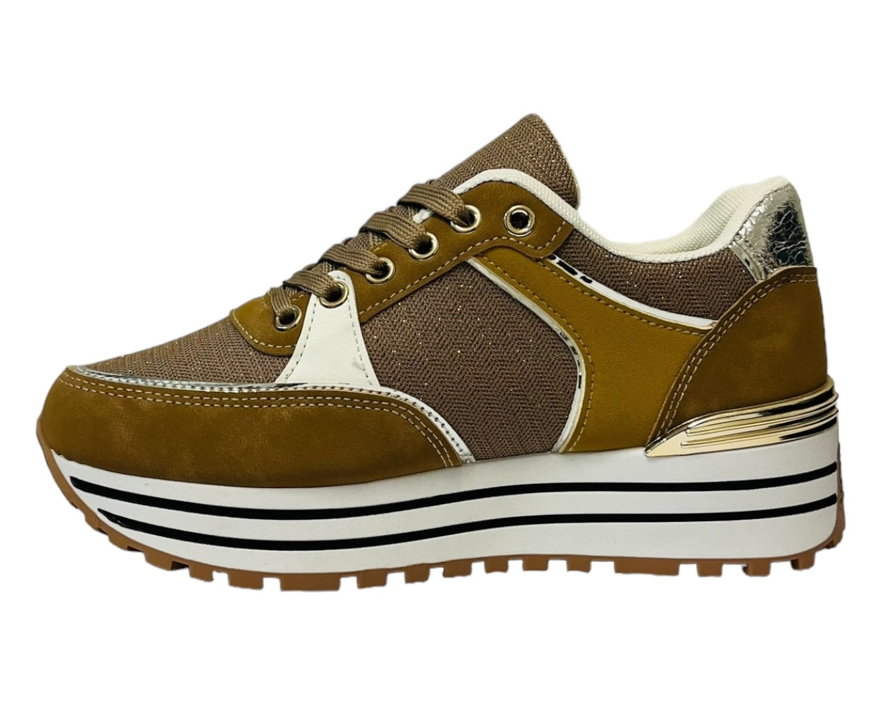 Faux Leather Chunky Sole Lace Up Trainers