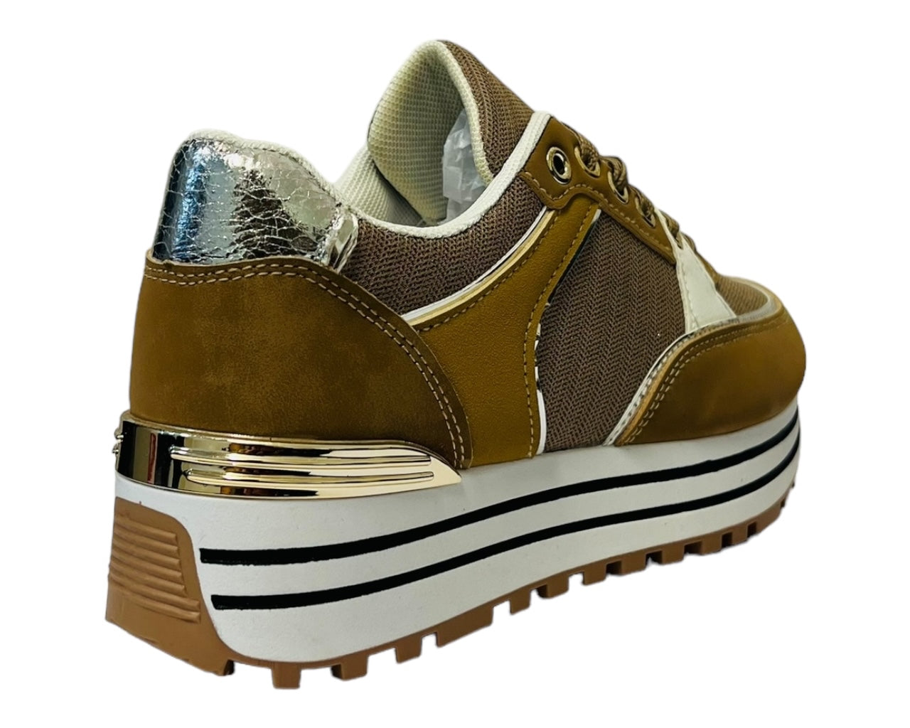 Faux Leather Chunky Sole Lace Up Trainers