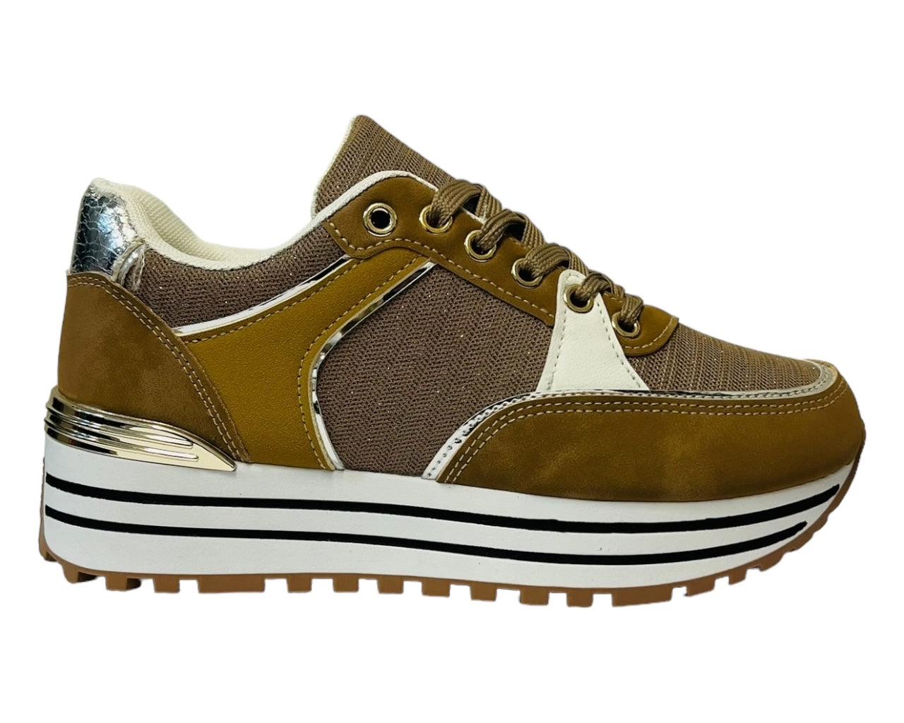 Faux Leather Chunky Sole Lace Up Trainers