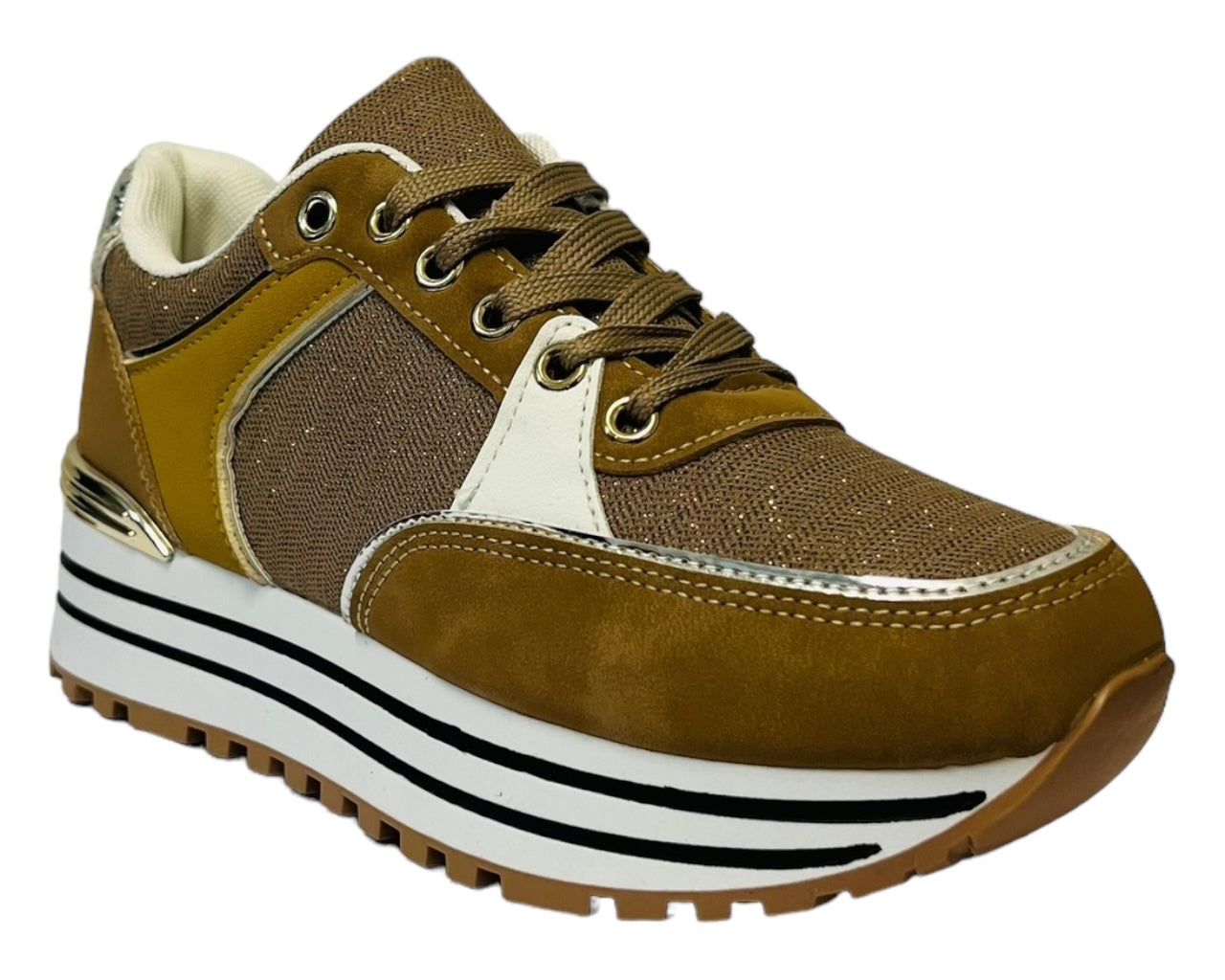 Faux Leather Chunky Sole Lace Up Trainers