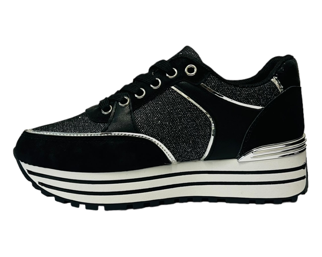 Faux Leather Chunky Sole Lace Up Trainers