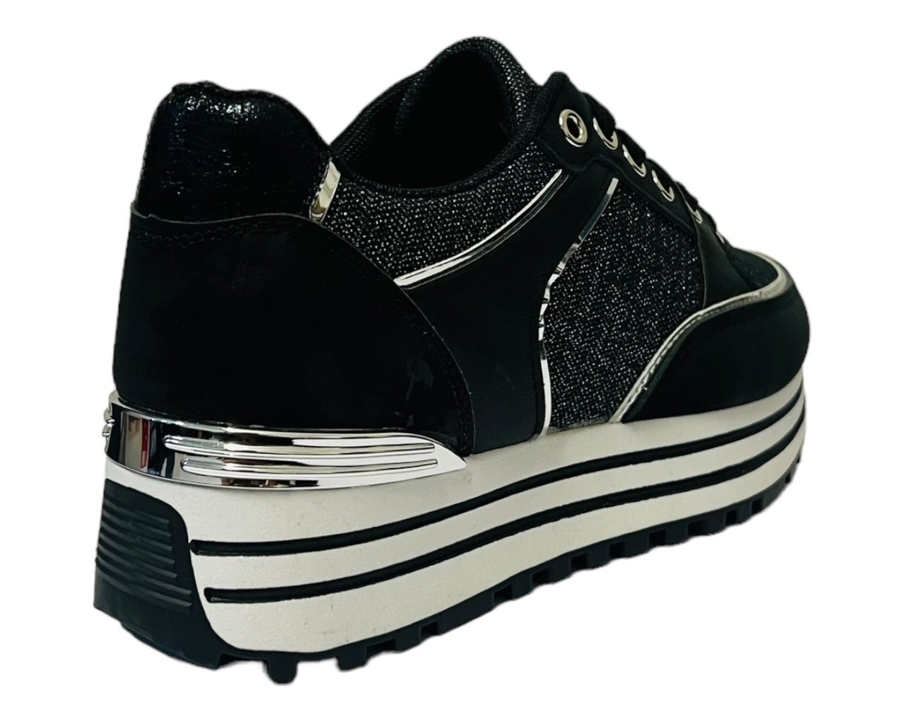 Faux Leather Chunky Sole Lace Up Trainers