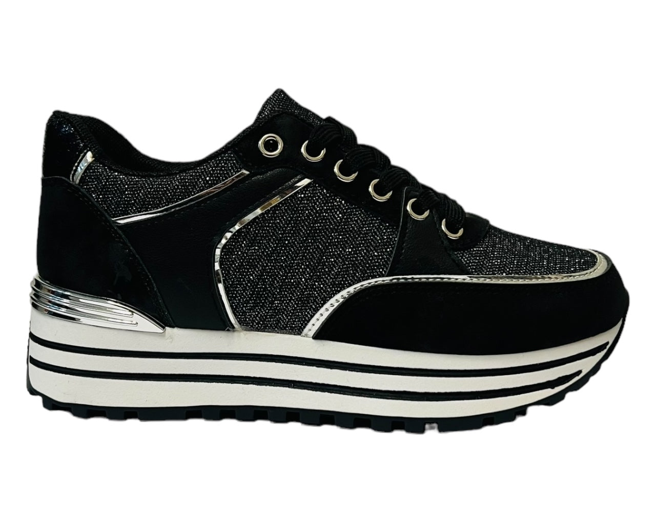 Faux Leather Chunky Sole Lace Up Trainers