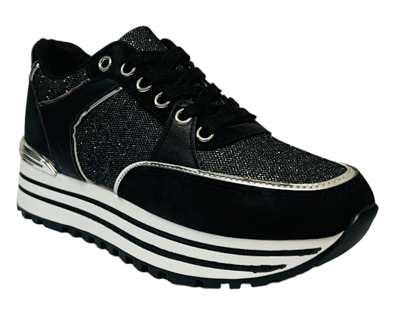 Faux Leather Chunky Sole Lace Up Trainers