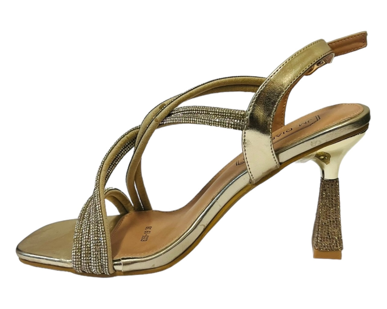 Women's Crossover Diamante Strappy Spool Heel Shoes
