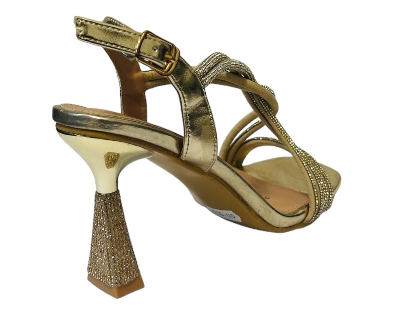 Women's Crossover Diamante Strappy Spool Heel Shoes